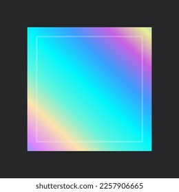 Holographic sticker. Different shape on gradient badget. Vector illustration