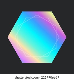 Etiqueta holográfica. Forma diferente en el botón de degradado. Ilustración del vector