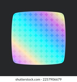 Holografischer Aufkleber. Unterschiedliche Form auf Farbverlauf-Button. Vektorgrafik