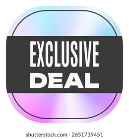 Holographic Sticker Exclusive Deal. Label with Holographic Effect. Shiny purple blue Promotion Emblem. Isolated Vector Illustration