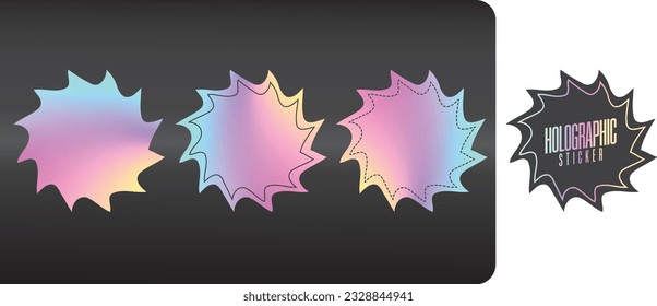 Holographic sticker for gifts, sales, promotions events with dark mode with colorful design 