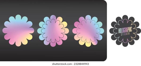 Holographic sticker for gifts, sales, promotions events with dark mode with colorful design 