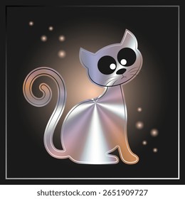 Holographic sticker of halloween cat. For design and decor, halloween sale and holiday. Vector image.