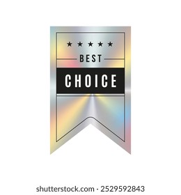 Holographic sticker, label, badge, icon or logo template. Shiny rainbow emblem for Premium quality and 100% original product. Vector illustration