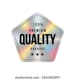 Adesivo holográfico, rótulo, emblema, ícone ou modelo de logotipo. Emblema arco-íris brilhante para qualidade Premium e 100% produto original. Ilustração vetorial