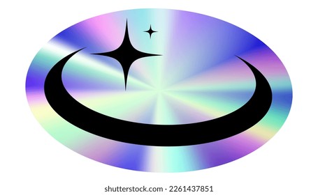 Holographic sticker in trendy retro y2k style for your design. Vector Graphic with textured foil effect. Nostalgia for the 80s, 90s, 2000s