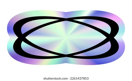 Holographic sticker in trendy retro y2k style for your design. Vector Graphic with textured foil effect. Nostalgia for the 80s, 90s, 2000s