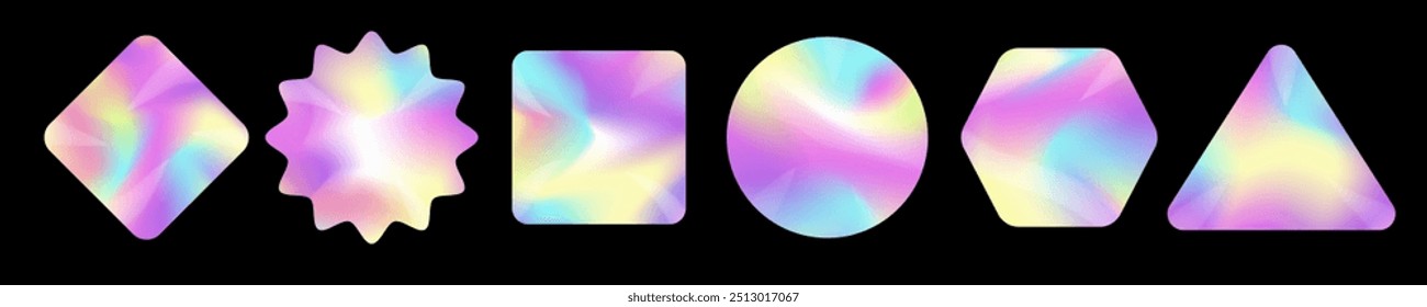 Holographic sticker vector set different shape