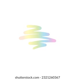 Holographic sticker Y2K 90s iridescent brush stroke isolated on white background. Gradient vector element, paint stroke, iridescent shiny patch.