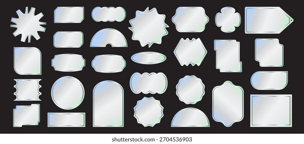 Pegatinas holográficas. Emblemas. Etiquetas de colores claros con espacio para texto. Un conjunto de diseños de Vector sobre un fondo aislado.