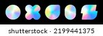 Holographic stickers. Hologram labels of different shapes. Sticker shapes for design mockups. Holographic textured stickers for preview tags, labels. Vector illustration