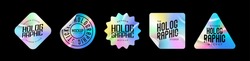 Holografische Aufkleber. Hologramm-Etiketten Verschiedener Formen. Aufkleber Für Design-Mockups. Holografische Strukturierte Aufkleber Für Vorschaumarken, Etiketten. Vektorgrafik