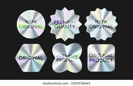 Holographic stickers mockups. Holographic foil sticker for price tag.