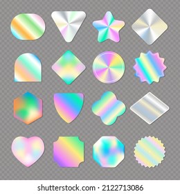 Holographic Stickers Retro Shiny Gradients Stickers Stock Vector ...