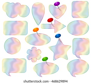 Holographic stickers set. Vector illustration.