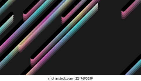 Holographic stripes geometric abstract tech background. Vector art colorful design