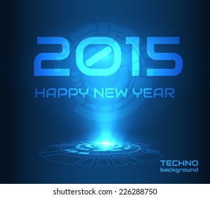 Holographic style 2015 new year background. Technology style. Vector eps10.