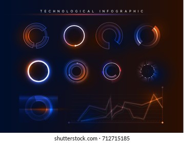 Infografía holográfica tecnológica. Gran visualización de datos. Ilustración del vector