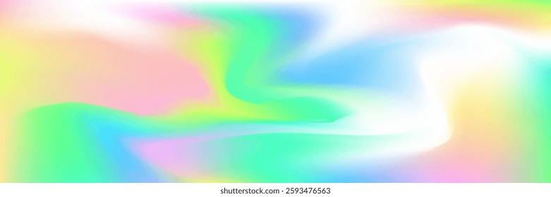 Holographic Texture. Abstract Gradient. Digital Foil. Yellow Pop Background. Retro Light. Neon Minimalist Template. Iridescent Background. Shiny Poster. Blue Holographic Texture
