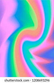Holographic texture in bright neon blue pink green colors. Vector creative minimal illustration.
