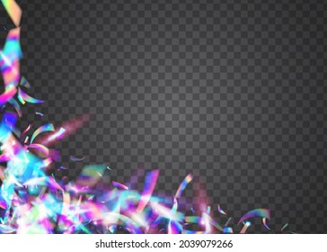 Holographic Texture. Cristal Confetti. Metal Carnaval Backdrop. Laser Burst. Violet Shiny Glare. Birthday Effect. Surreal Art. Flying Foil. Purple Holographic Texture