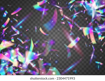 Holographic Texture. Disco Banner. Fiesta Foil. Luxury Art. Birthday Tinsel. Metal Vaporwave Wallpaper. Iridescent Effect. Blue Retro Background. Purple Holographic Texture