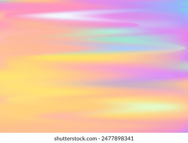 Holographic texture gradient background vector design. Radiant nacre hologram cosmic cover. Party banner surreal backdrop. Light brilliance abstract pattern. Modern holography surface.