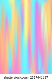 Holographic texture gradient background vector design. Pearlescent hologram dreamy cover. Party banner blurry backdrop. Light brilliance abstract pattern. Futuristic holography digital wallpaper.