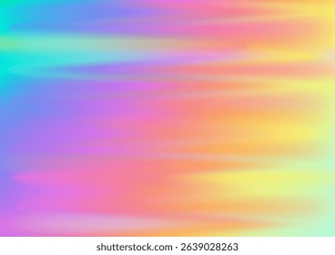 Holographic texture gradient background vector design. Iridescent hologram vibrant cover. Party banner blurry backdrop. Light brilliance abstract pattern. Halographic liquid motion wallpaper.