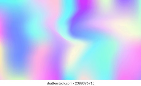 Holographic Texture. Hipster Cover. Blur Shapes. Soft Futuristic Illustration. Iridescent Background. Modern Foil. Hologram Gradient. Pink Retro Background. Blue Holographic Texture