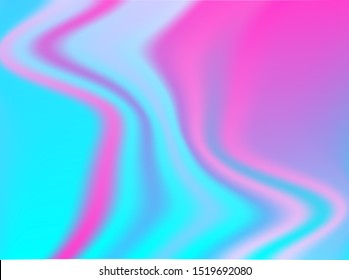 Holographic texture with iridescent neon and pastel gradient colors. Wave design. Vector illustration