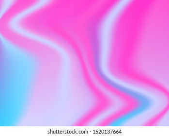 Holographic texture with iridescent neon and pastel gradient colors. Wave design. Vector illustration