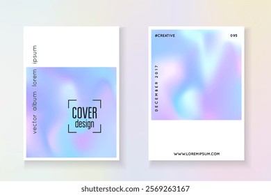 Holographic Texture. Iridescent Poster. Purple Gradient Label. Business 90s Backdrop. Plastic Concept. 1980 Background. Vintage Design. Violet Holographic Texture