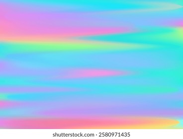 Holographic texture rainbow backdrop vector design. Pearlescent hologram dreamy cover. Party banner glitch backdrop. Light brilliance abstract pattern. Futuristic holography digital wallpaper.
