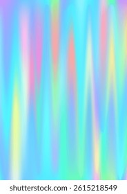 Holographic texture rainbow backdrop vector design. Iridescent hologram vibrant cover. Party banner fairy backdrop. Blur radiance abstract pattern. Futuristic holography digital wallpaper.