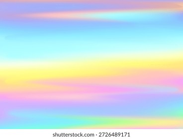 Diseño de Vector de telón de fondo de arco iris de textura holográfica. Funda de ensueño de holograma perlado. Fondo de fallo de Anuncio de fiesta. Difuminar el patrón abstracto de la luminosidad. Fondo de pantalla de movimiento líquido halográfico.