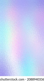 Holographic texture. Rainbow foil. Iridescent, background. Holo gradient. Hologram shine effect. Pearlescent metal sparkly surface for design prints. Pastel color. Glitter silver soft tones. Vector 