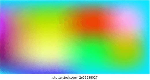 Holographic texture. Rainbow foil. Iridescent, background. Holo gradient. Hologram shine effect. Pearlescent metal sparkly surface for design prints. Pastel color. Neon wallpaper. Vector illustration