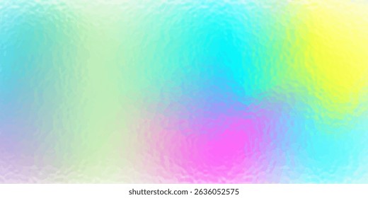 Holographic texture. Rainbow foil. Iridescent, background. Holo gradient. Hologram shine effect. Pearlescent metal sparkly surface for design prints. Pastel color. Neon wallpaper. Vector illustration