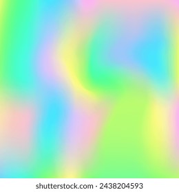 Holografische Textur. Weiches Netz. Irisierender Farbverlauf. Gelber Metallhintergrund. Hologramm-Farbverlauf. Helle Folie. In: Pop Spectrum Illustration. Unschärfeeffekt. blaue holografische Textur