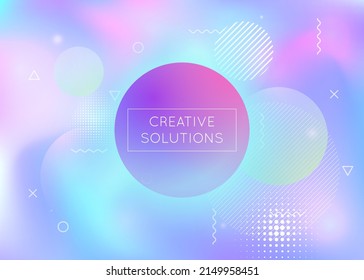 Holographic Texture. Violet Light Fluid. Round Banner. Minimalist Background. Space Fluorescent Template. Science Dots. Dynamic Flyer. Geometric Pattern. Purple Holographic Texture