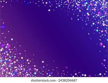 Holographic Tinsel. Happy Isolated Template. 3d Texture. Purple Glare Glitter. Neon Background. Festive Paper. Modern Design. Cristal Dust. Blue Holographic Tinsel