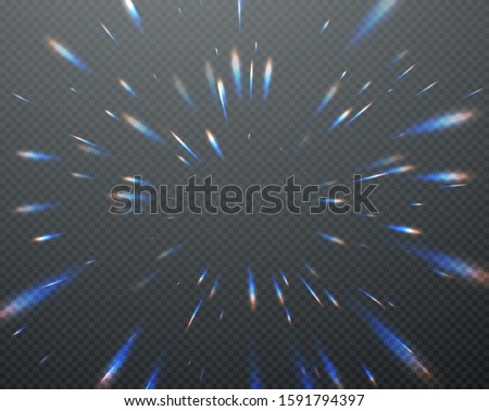 Holographic transparent reflections flare isolated on transparent dark background. Vector illustration