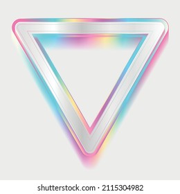 Holographic triangle frame geometric abstract tech background. Vector art colorful design