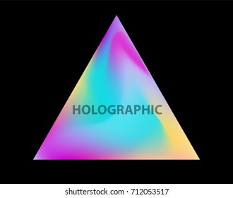 Holographic triangle on dark background. Poster, music album cover, logotype. 