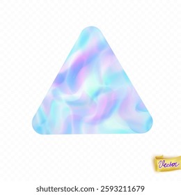 Holographic triangle sticker. Abstract  trendy banner template. Hologram texture. Premium quality. Modern vector  for mockup