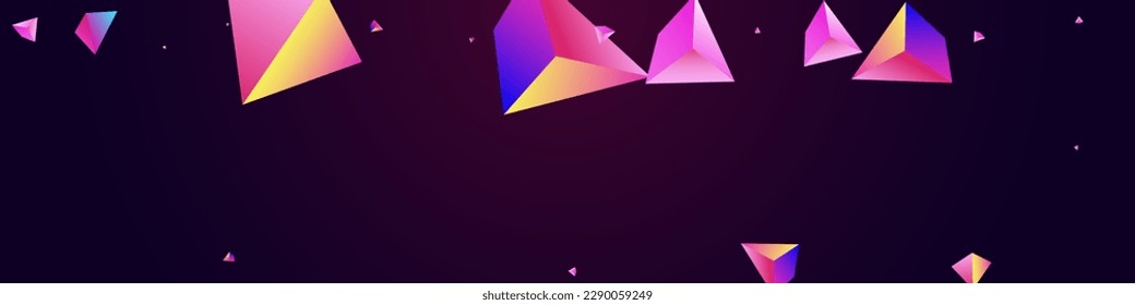 Fondo violeta oscuro del vector del triángulo holográfico. Diseño de Tiburones Modernos de Unicornio. Volante de Pirámide de Estilo Gradiente. Tapa dispersa geométrica del arco iris.