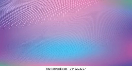 Holographic Unicorn Gradient. Trendy neon pink purple very peri blue teal colors soft blurred background dot vector ilustration