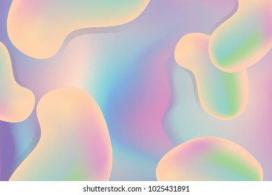 Holographic vector abstract background. pastel neon color cover design. Vector illustration. Design template. stock vector