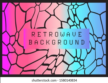 Holographic vector background with glitched stains in retrofuturistic Vaporwave, synthwave, retrowave Yesterday’s tomorrow style of 80s-90s. Generative glitched surface in neon color tones.